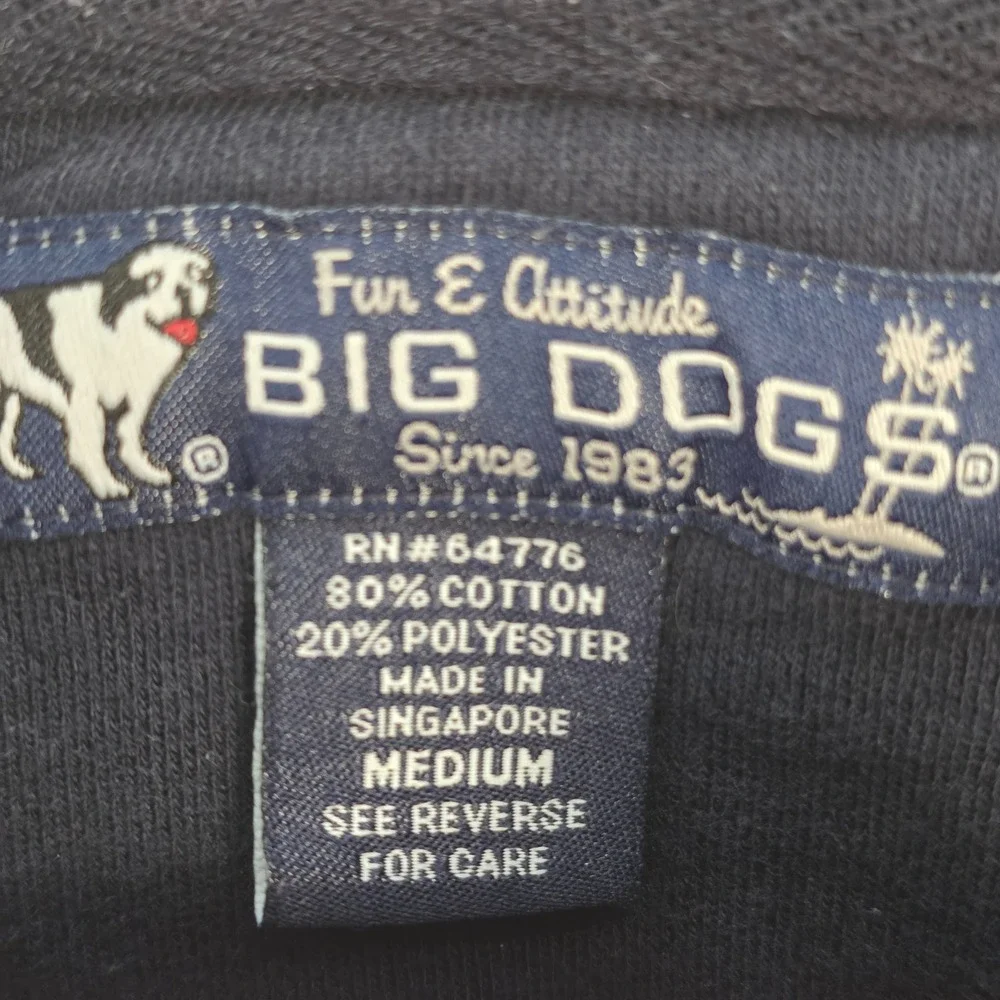 VTG Big Dogs Navy Blue Graphic Beer Sweatshirt Mens M Days End In Y Pullover Y2K